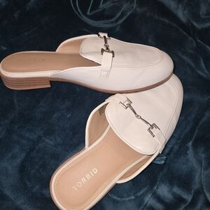 Torrid White Mules with Tan Soles